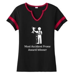 Most Accident Prone Award Winner Injury Funny Get Well Soon Ladies Halftime Notch Neck Tee