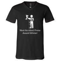 Most Accident Prone Award Winner Injury Funny Get Well Soon V-Neck T-Shirt