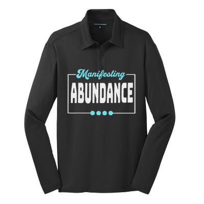 Manifesting Abundance Positive Affirmation Silk Touch Performance Long Sleeve Polo