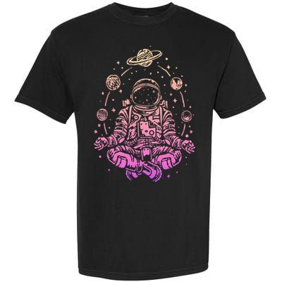 Meditating Astronaut Planets Colorful Lotus Women Meditation Garment-Dyed Heavyweight T-Shirt
