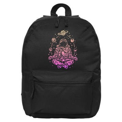 Meditating Astronaut Planets Colorful Lotus Women Meditation 16 in Basic Backpack