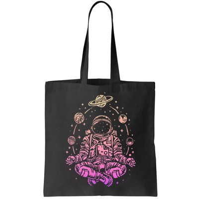 Meditating Astronaut Planets Colorful Lotus Women Meditation Bag