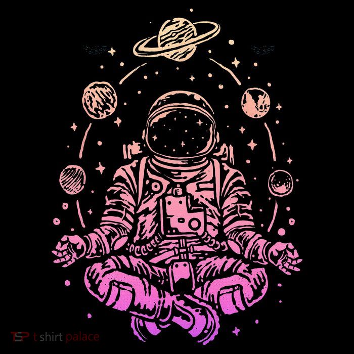 Meditating Astronaut Planets Colorful Lotus Women Meditation Kids T-Shirt