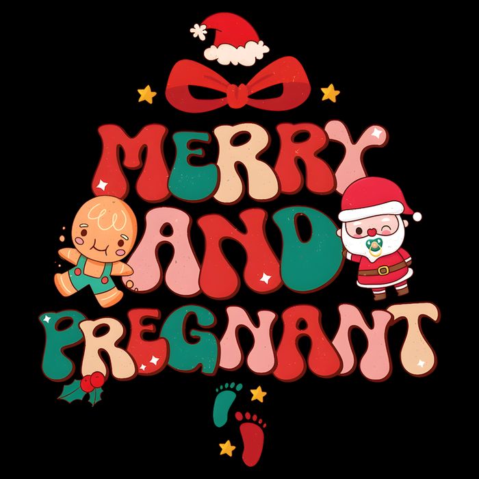 Merry And Pregnant Funny Pregnancy Reveal Christmas 16 in Basic Backpack