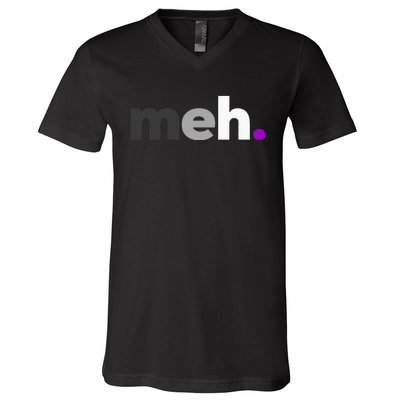 Meh Asexual Pride LGBTQ Ace Flag Funny LGBT Asexuality V-Neck T-Shirt