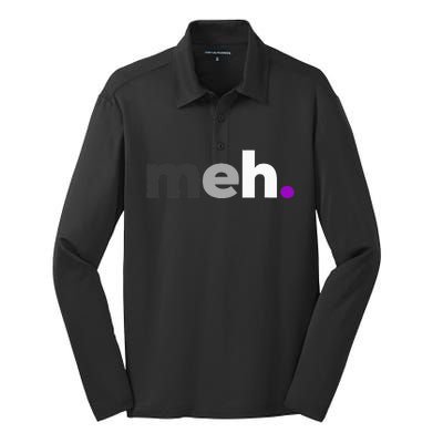 Meh Asexual Pride LGBTQ Ace Flag Funny LGBT Asexuality Silk Touch Performance Long Sleeve Polo