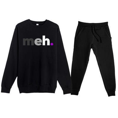 Meh Asexual Pride LGBTQ Ace Flag Funny LGBT Asexuality Premium Crewneck Sweatsuit Set