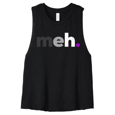 Meh Asexual Pride LGBTQ Ace Flag Funny LGBT Asexuality Women's Racerback Cropped Tank