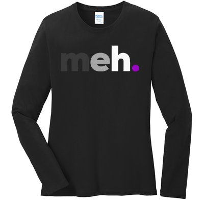 Meh Asexual Pride LGBTQ Ace Flag Funny LGBT Asexuality Ladies Long Sleeve Shirt