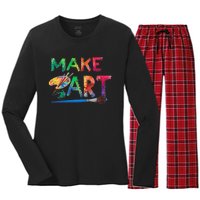 Make Art Painter Artist Teacher Artsy Women's Long Sleeve Flannel Pajama Set 