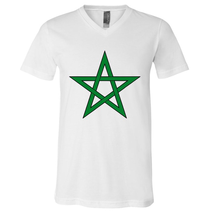 Moorish American Proud Moors Moorish Moroccan Flag Amexem V-Neck T-Shirt