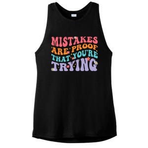 Mistakes Are Proof That You Are Trying Ladies PosiCharge Tri-Blend Wicking Tank