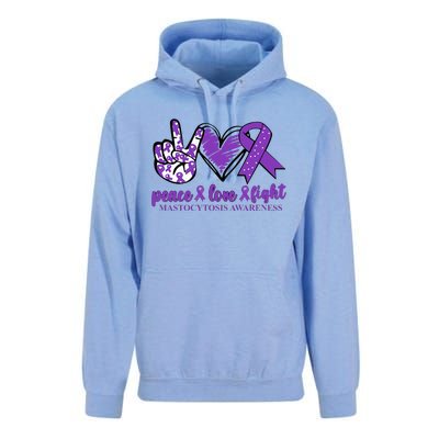 Mastocytosis Awareness Purple Ribbon Peace Love Fight Unisex Surf Hoodie