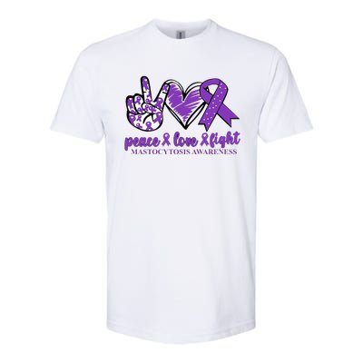 Mastocytosis Awareness Purple Ribbon Peace Love Fight Softstyle® CVC T-Shirt