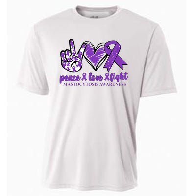 Mastocytosis Awareness Purple Ribbon Peace Love Fight Cooling Performance Crew T-Shirt