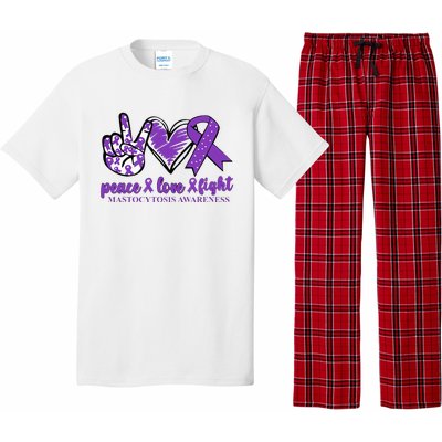 Mastocytosis Awareness Purple Ribbon Peace Love Fight Pajama Set