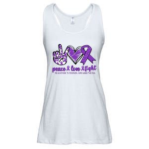 Mastocytosis Awareness Purple Ribbon Peace Love Fight Ladies Essential Flowy Tank