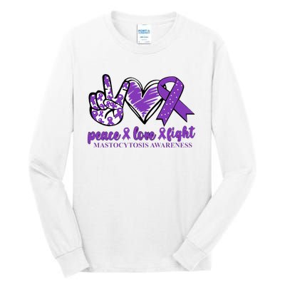 Mastocytosis Awareness Purple Ribbon Peace Love Fight Tall Long Sleeve T-Shirt