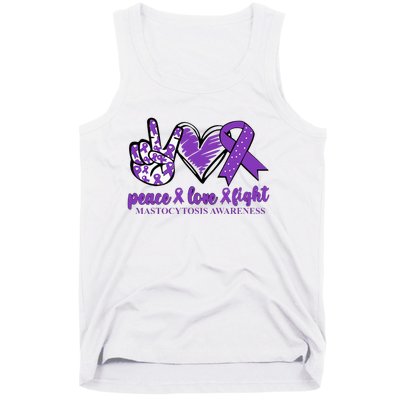 Mastocytosis Awareness Purple Ribbon Peace Love Fight Tank Top