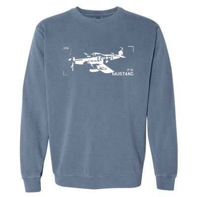 Military Aircraft P51 Mustang Garment-Dyed Sweatshirt