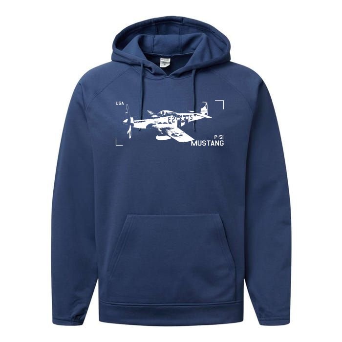 Military Aircraft P51 Mustang Performance Fleece Hoodie