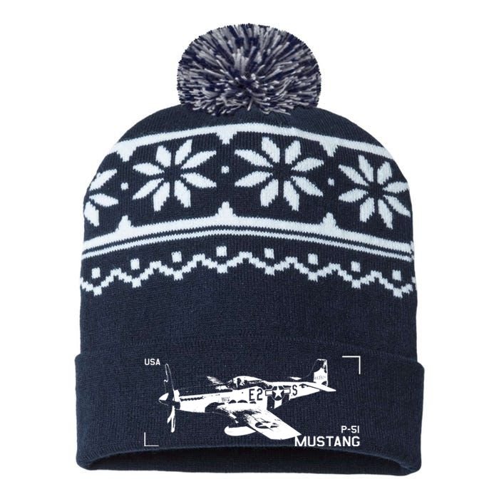 Military Aircraft P51 Mustang USA-Made Snowflake Beanie