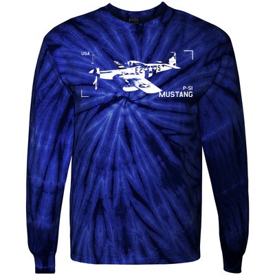 Military Aircraft P51 Mustang Tie-Dye Long Sleeve Shirt