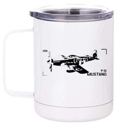 Military Aircraft P51 Mustang 12 oz Stainless Steel Tumbler Cup