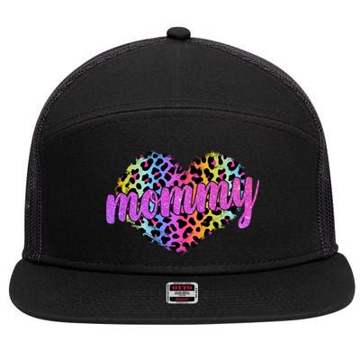 Mommy Animal Print Mothers Day 7 Panel Mesh Trucker Snapback Hat
