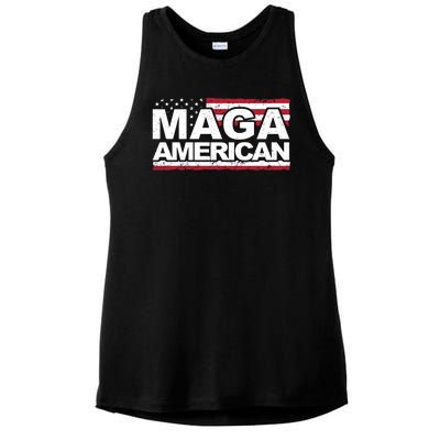 Maga American Pro Trump Flag Ladies PosiCharge Tri-Blend Wicking Tank