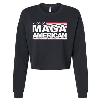 Maga American Pro Trump Flag Cropped Pullover Crew