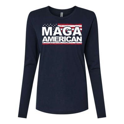 Maga American Pro Trump Flag Womens Cotton Relaxed Long Sleeve T-Shirt