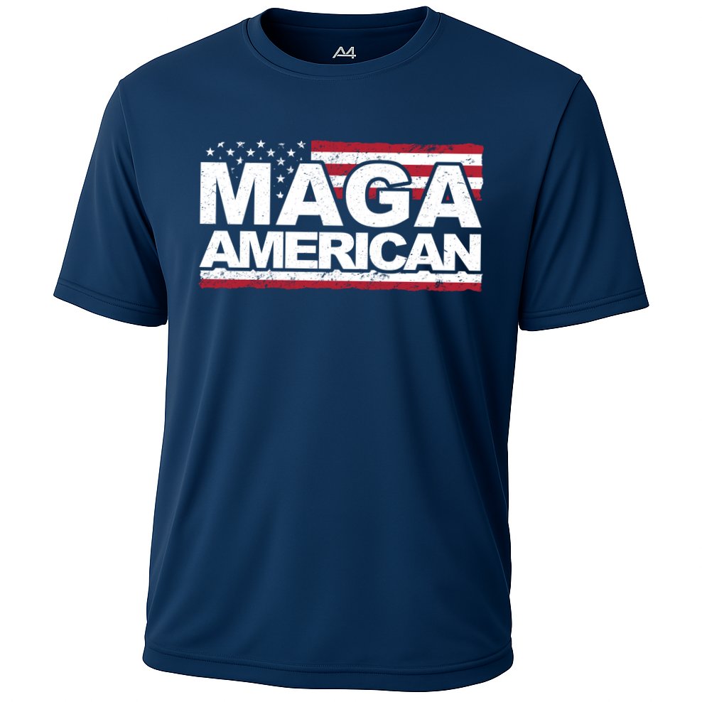 Maga American Pro Trump Flag Cooling Performance Crew T-Shirt