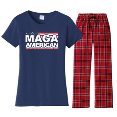 Maga American Pro Trump Flag Women's Flannel Pajama Set