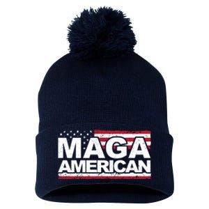 Maga American Pro Trump Flag Pom Pom 12in Knit Beanie