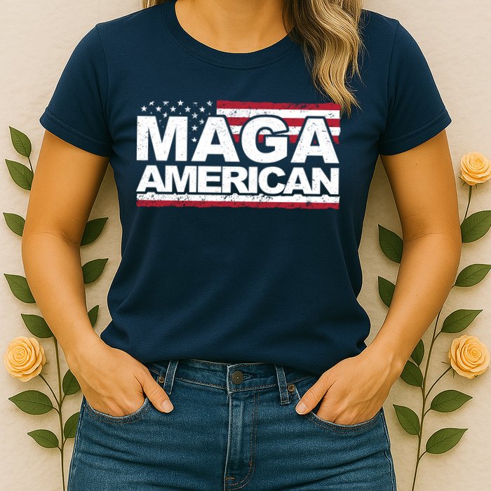 Maga American Pro Trump Flag Womens T-Shirt