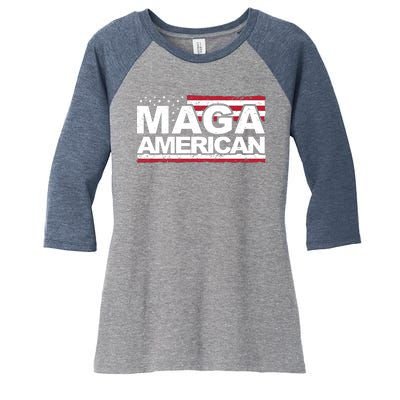 Maga American Pro Trump Flag Women's Tri-Blend 3/4-Sleeve Raglan Shirt