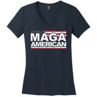 Maga American Pro Trump Flag Women's V-Neck T-Shirt