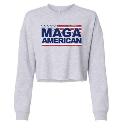 Maga American Pro Trump Flag Cropped Pullover Crew