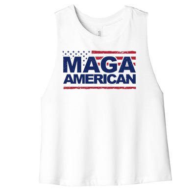 Maga American Pro Trump Flag Women's Racerback Cropped Tank