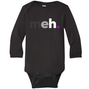 Meh. Asexual Pride LGBTQ Ace Flag Funny LGBT Asexuality Baby Long Sleeve Bodysuit