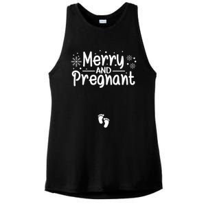 Merry And Pregnant Feet Christmas Pregnancy Reval Lover Cool Gift Ladies PosiCharge Tri-Blend Wicking Tank