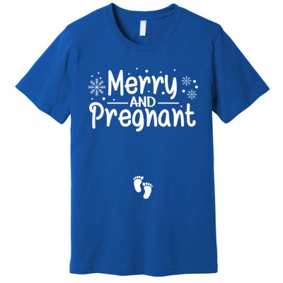 Merry And Pregnant Feet Christmas Pregnancy Reval Lover Cool Gift Premium T-Shirt