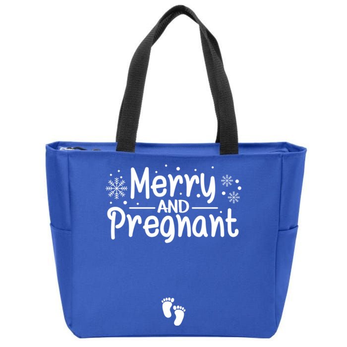 Merry And Pregnant Feet Christmas Pregnancy Reval Lover Cool Gift Zip Tote Bag