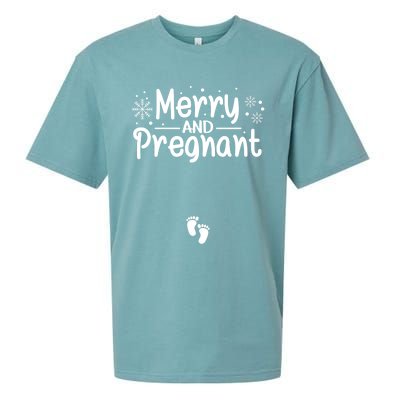 Merry And Pregnant Feet Christmas Pregnancy Reval Lover Cool Gift Sueded Cloud Jersey T-Shirt