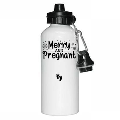 Merry And Pregnant Feet Christmas Pregnancy Reval Lover Cool Gift Aluminum Water Bottle 