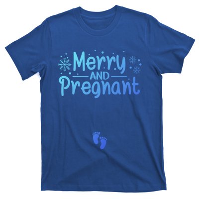 Merry And Pregnant Feet Christmas Pregnancy Reval Lover Cool Gift T-Shirt