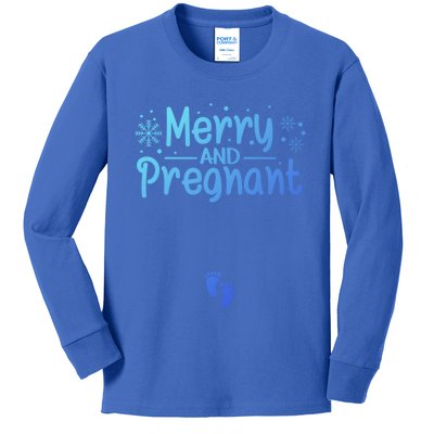 Merry And Pregnant Feet Christmas Pregnancy Reval Lover Cool Gift Kids Long Sleeve Shirt