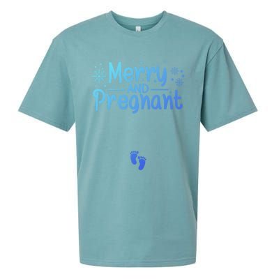 Merry And Pregnant Feet Christmas Pregnancy Reval Lover Cool Gift Sueded Cloud Jersey T-Shirt