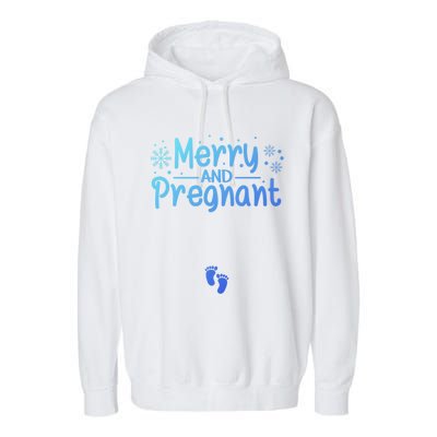 Merry And Pregnant Feet Christmas Pregnancy Reval Lover Cool Gift Garment-Dyed Fleece Hoodie